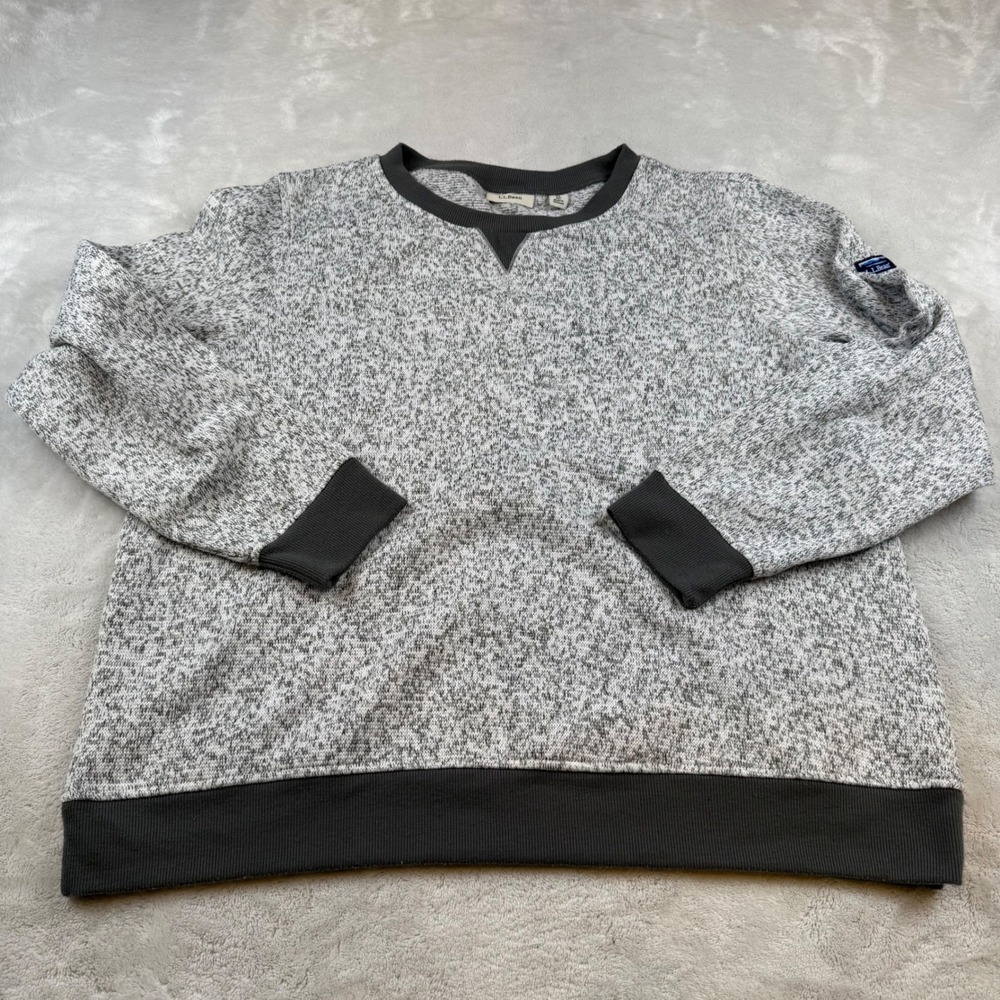 L.L.Bean Crewneck Sweatshirt Women's XL Gray White Speckled Long Sleeve Pullover